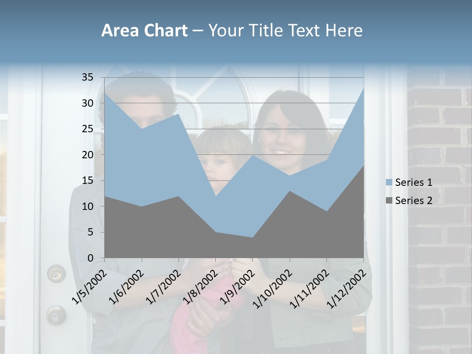 Family At The Front Door Of Their New Home PowerPoint Template