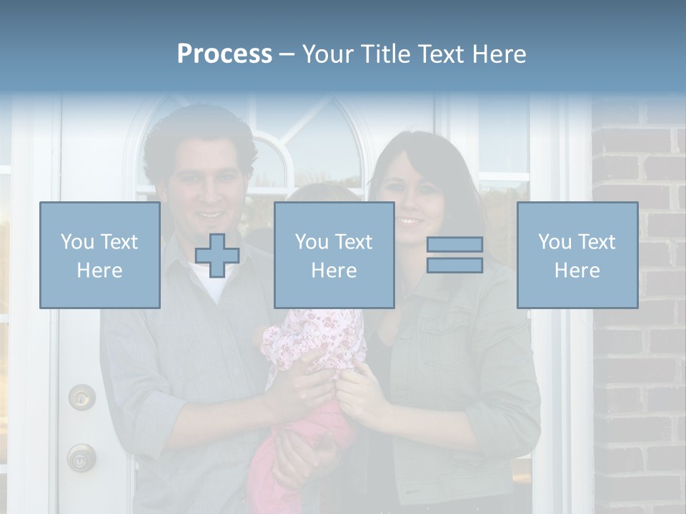Family At The Front Door Of Their New Home PowerPoint Template