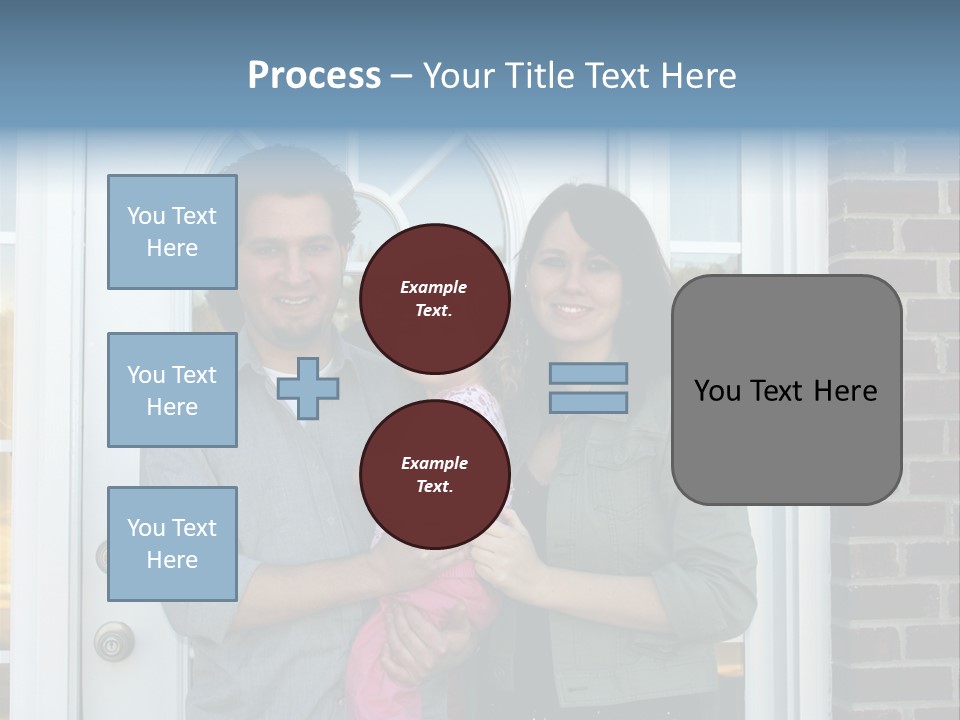 Family At The Front Door Of Their New Home PowerPoint Template