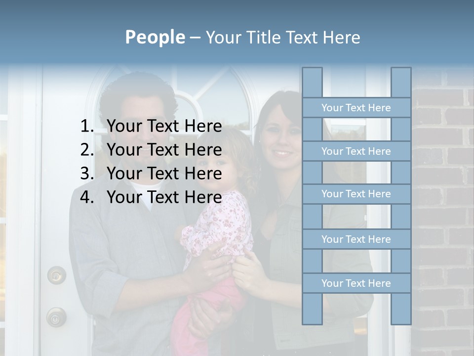 Family At The Front Door Of Their New Home PowerPoint Template