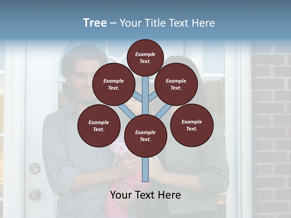 Family At The Front Door Of Their New Home PowerPoint Template