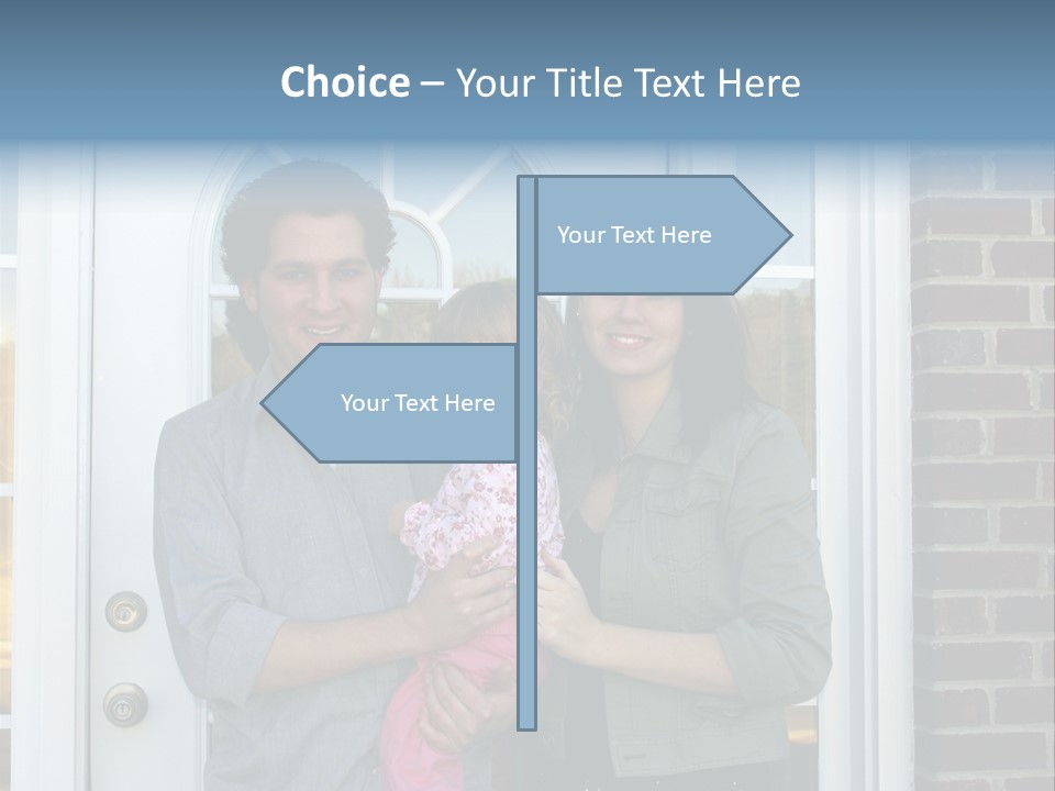 Family At The Front Door Of Their New Home PowerPoint Template