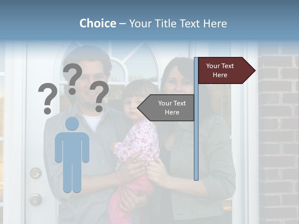 Family At The Front Door Of Their New Home PowerPoint Template