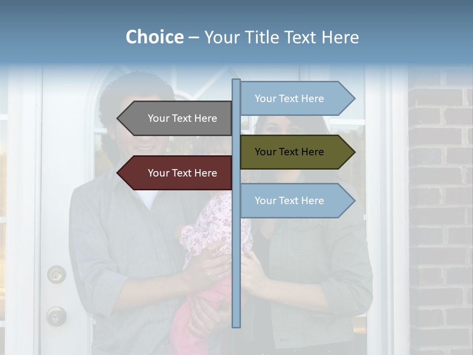 Family At The Front Door Of Their New Home PowerPoint Template