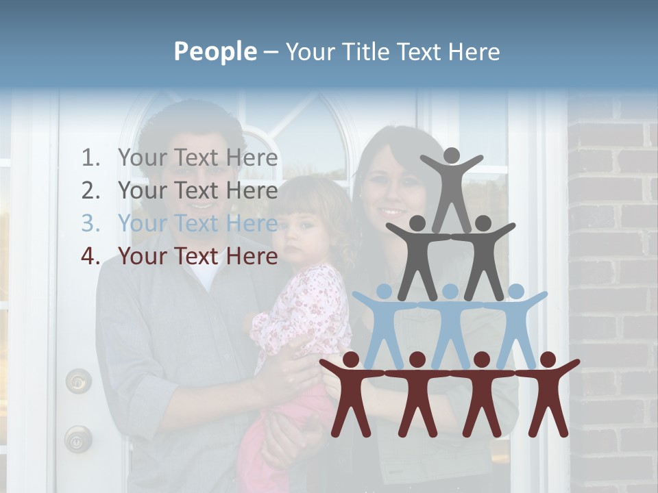 Family At The Front Door Of Their New Home PowerPoint Template