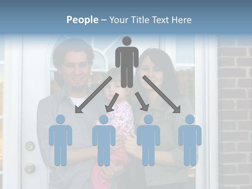 Family At The Front Door Of Their New Home PowerPoint Template