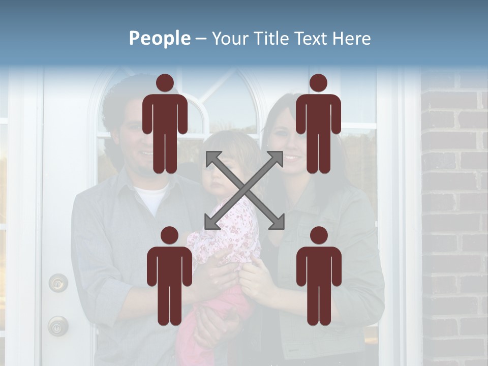 Family At The Front Door Of Their New Home PowerPoint Template