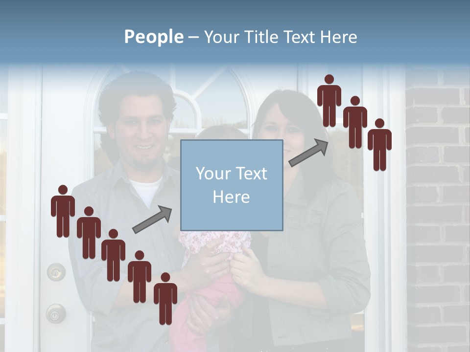 Family At The Front Door Of Their New Home PowerPoint Template