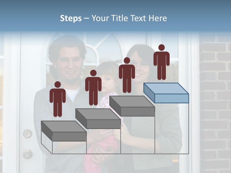 Family At The Front Door Of Their New Home PowerPoint Template