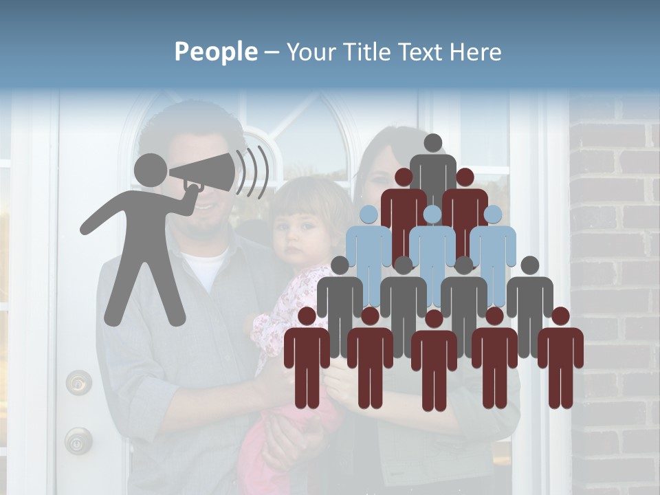Family At The Front Door Of Their New Home PowerPoint Template