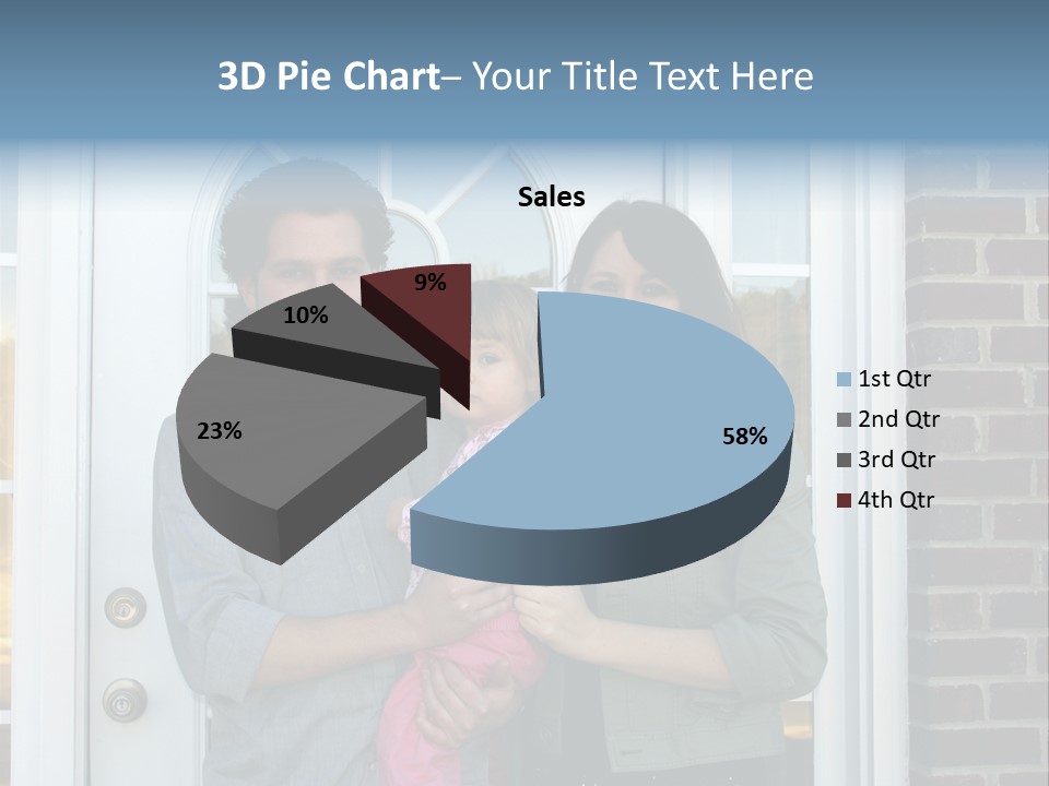 Family At The Front Door Of Their New Home PowerPoint Template