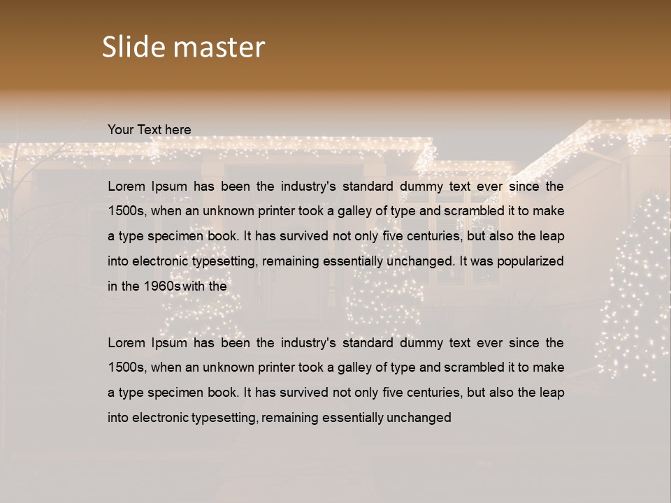 Upscale Luxury Home With Christmas Lights PowerPoint Template