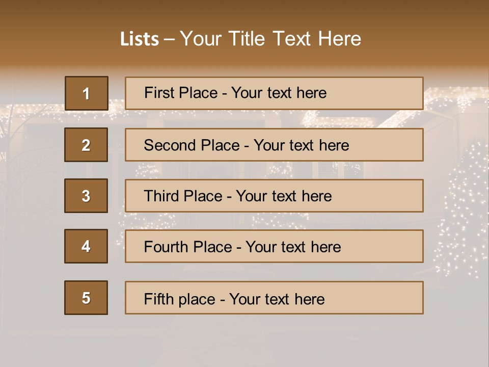 Upscale Luxury Home With Christmas Lights PowerPoint Template