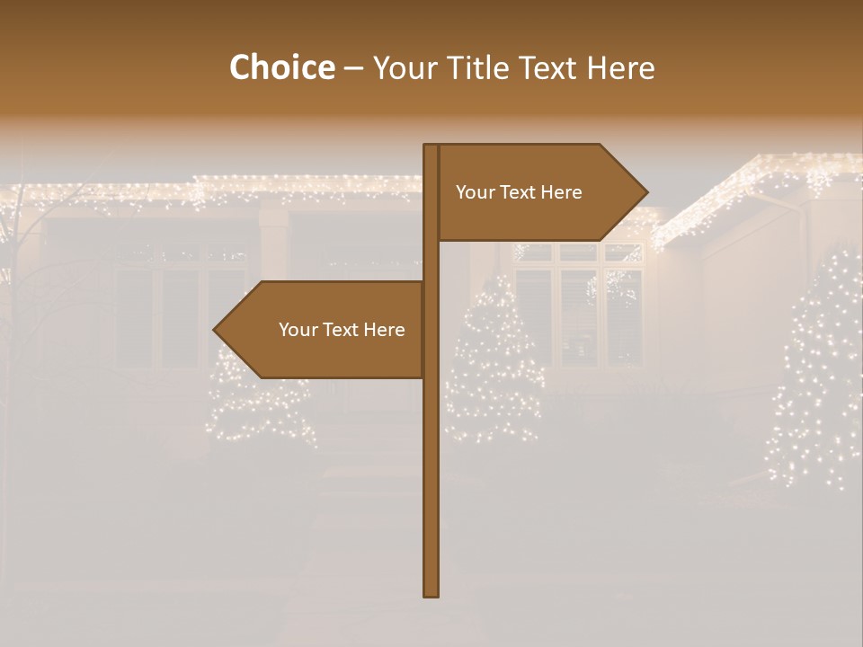 Upscale Luxury Home With Christmas Lights PowerPoint Template