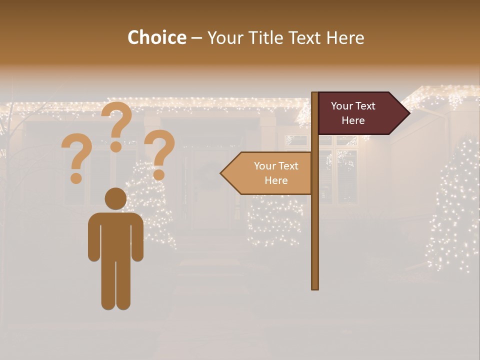 Upscale Luxury Home With Christmas Lights PowerPoint Template