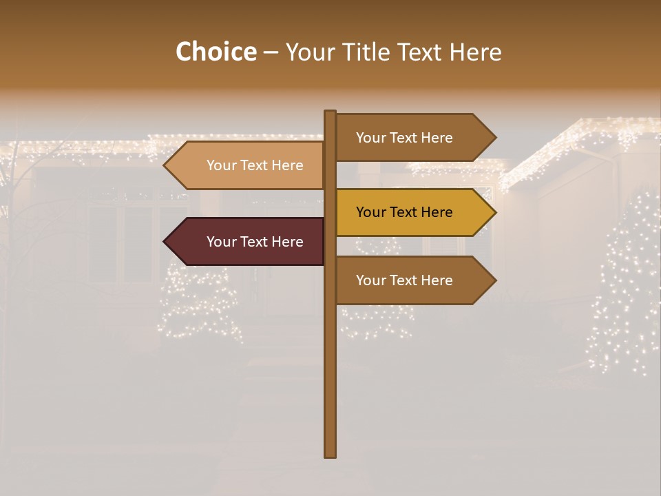 Upscale Luxury Home With Christmas Lights PowerPoint Template