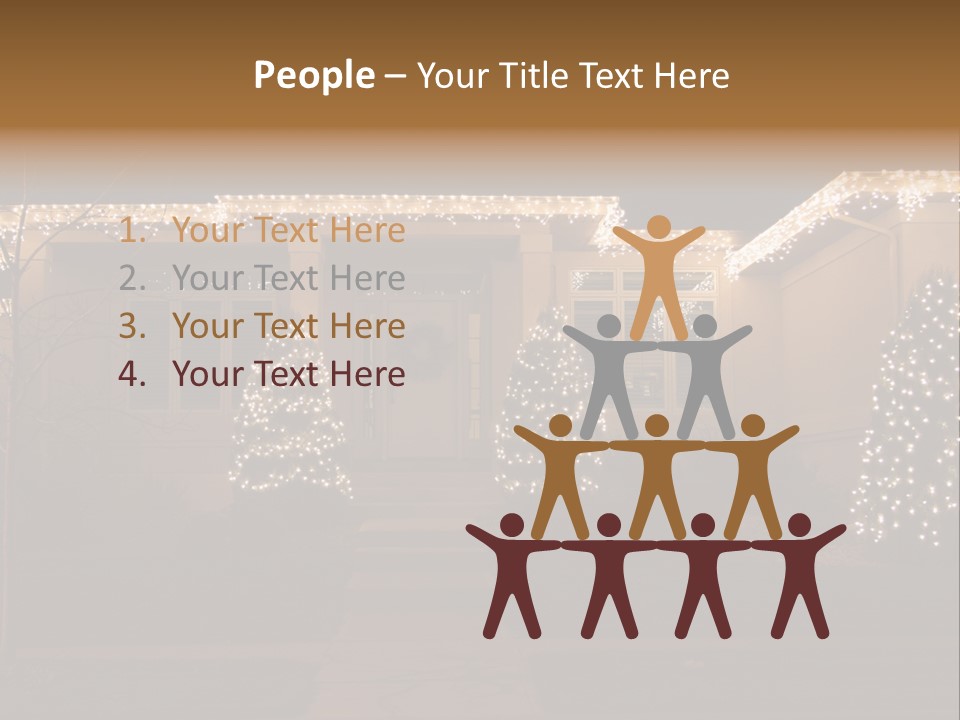 Upscale Luxury Home With Christmas Lights PowerPoint Template