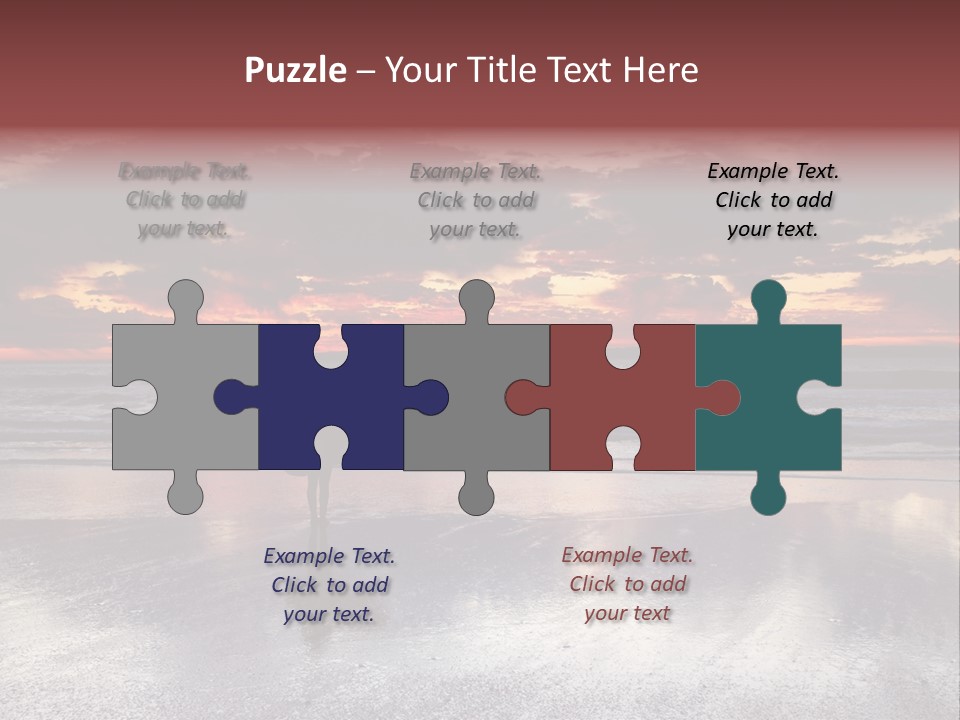 Young Female With A Surfboard Watching A Colorful Sunset. PowerPoint Template