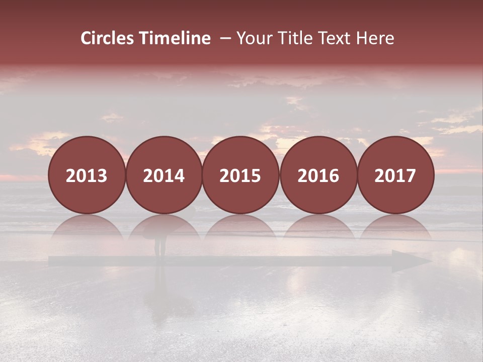 Young Female With A Surfboard Watching A Colorful Sunset. PowerPoint Template