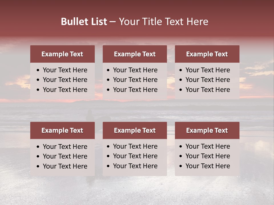 Young Female With A Surfboard Watching A Colorful Sunset. PowerPoint Template