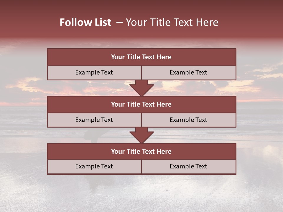 Young Female With A Surfboard Watching A Colorful Sunset. PowerPoint Template