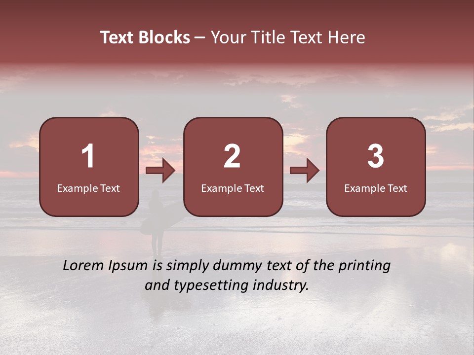 Young Female With A Surfboard Watching A Colorful Sunset. PowerPoint Template