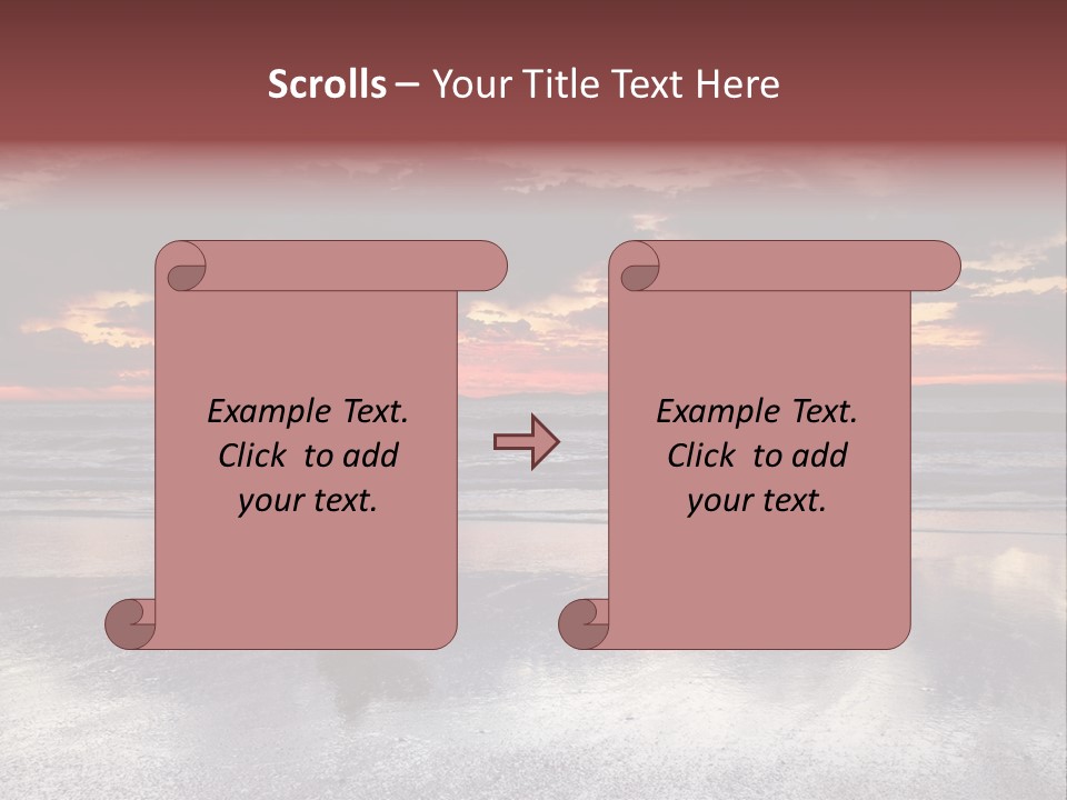 Young Female With A Surfboard Watching A Colorful Sunset. PowerPoint Template
