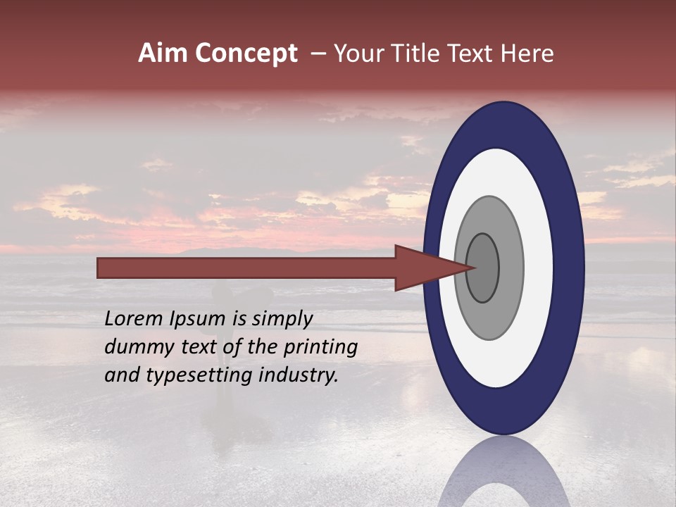 Young Female With A Surfboard Watching A Colorful Sunset. PowerPoint Template