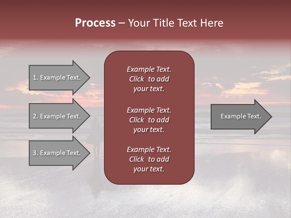 Young Female With A Surfboard Watching A Colorful Sunset. PowerPoint Template