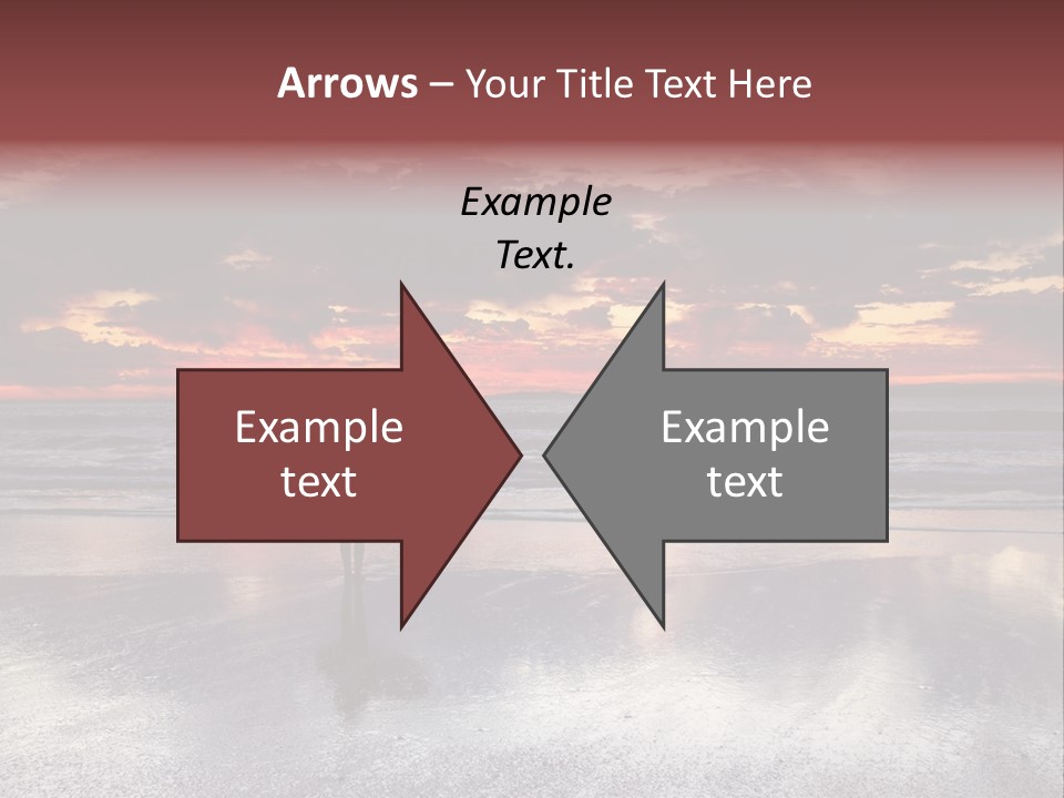 Young Female With A Surfboard Watching A Colorful Sunset. PowerPoint Template