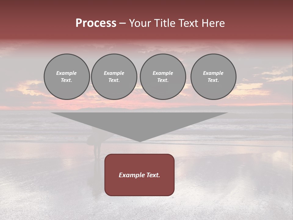 Young Female With A Surfboard Watching A Colorful Sunset. PowerPoint Template