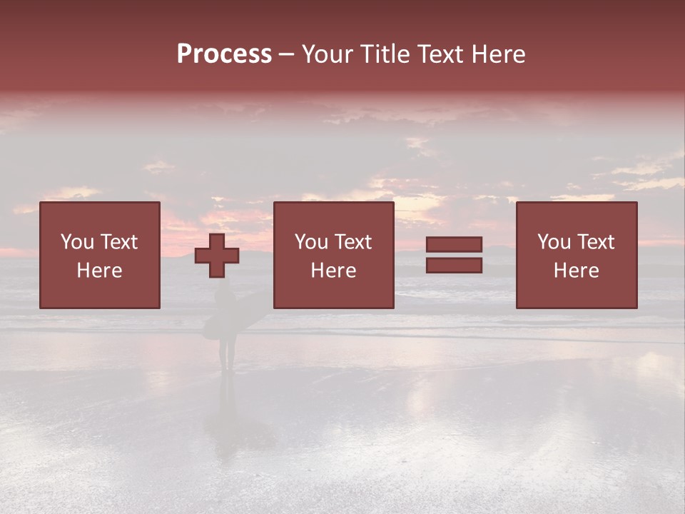 Young Female With A Surfboard Watching A Colorful Sunset. PowerPoint Template