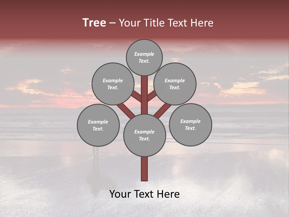 Young Female With A Surfboard Watching A Colorful Sunset. PowerPoint Template