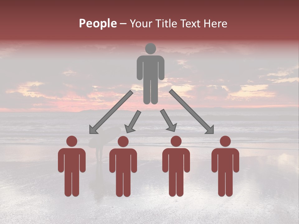 Young Female With A Surfboard Watching A Colorful Sunset. PowerPoint Template