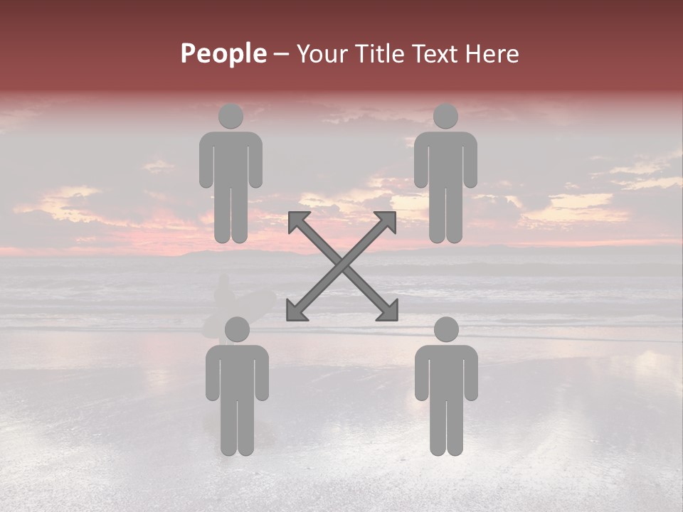 Young Female With A Surfboard Watching A Colorful Sunset. PowerPoint Template