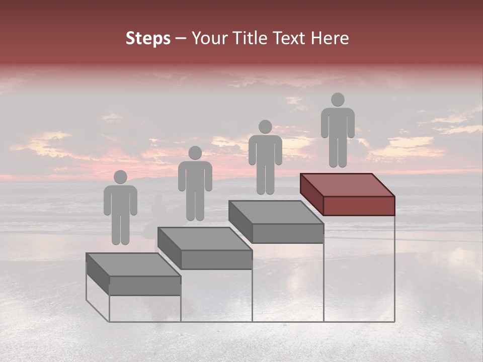 Young Female With A Surfboard Watching A Colorful Sunset. PowerPoint Template