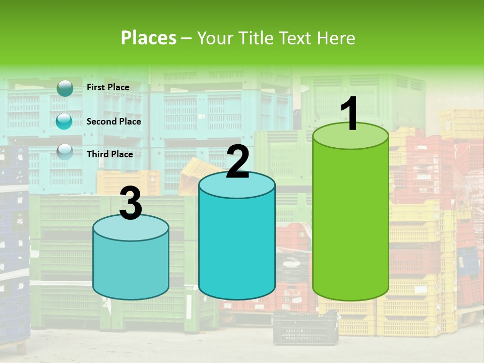 Coloured Stacks Of Fruits And Vegetable Crates In A Storehouse PowerPoint Template