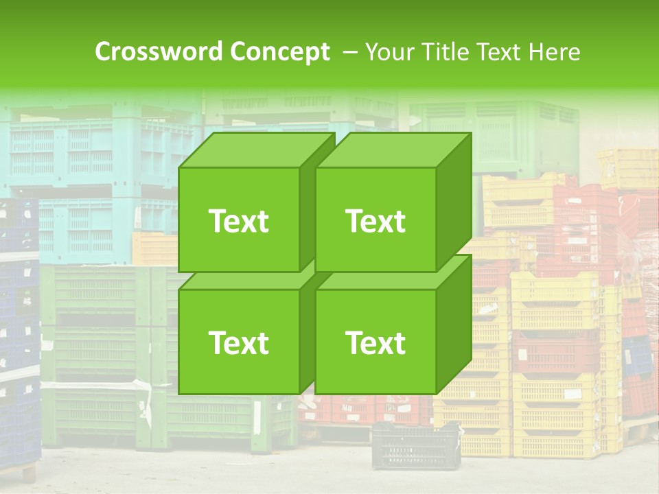 Coloured Stacks Of Fruits And Vegetable Crates In A Storehouse PowerPoint Template