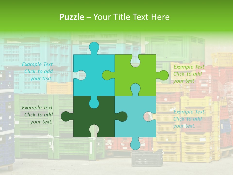 Coloured Stacks Of Fruits And Vegetable Crates In A Storehouse PowerPoint Template