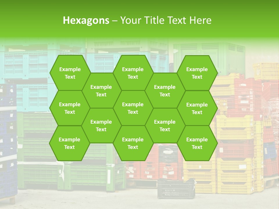 Coloured Stacks Of Fruits And Vegetable Crates In A Storehouse PowerPoint Template