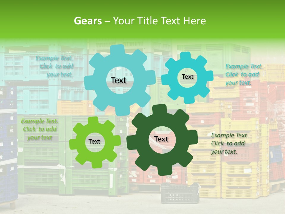 Coloured Stacks Of Fruits And Vegetable Crates In A Storehouse PowerPoint Template