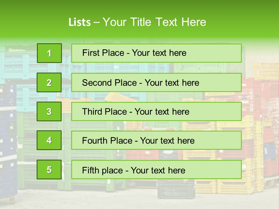 Coloured Stacks Of Fruits And Vegetable Crates In A Storehouse PowerPoint Template