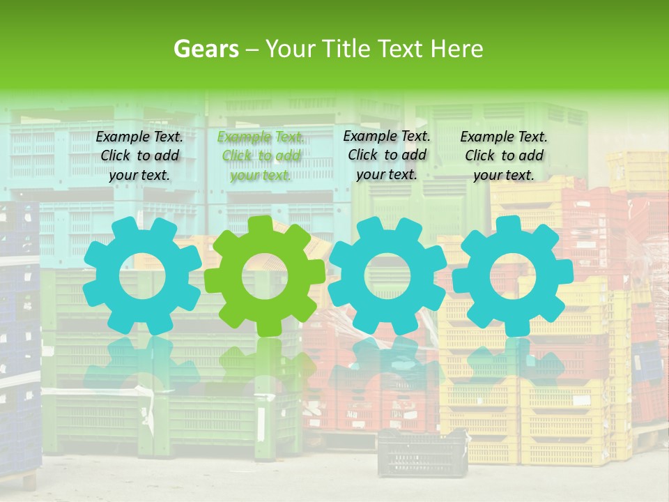 Coloured Stacks Of Fruits And Vegetable Crates In A Storehouse PowerPoint Template