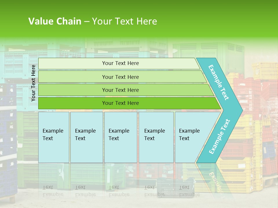 Coloured Stacks Of Fruits And Vegetable Crates In A Storehouse PowerPoint Template