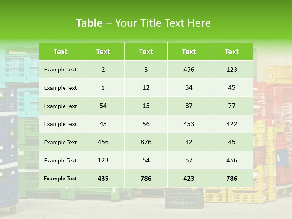 Coloured Stacks Of Fruits And Vegetable Crates In A Storehouse PowerPoint Template