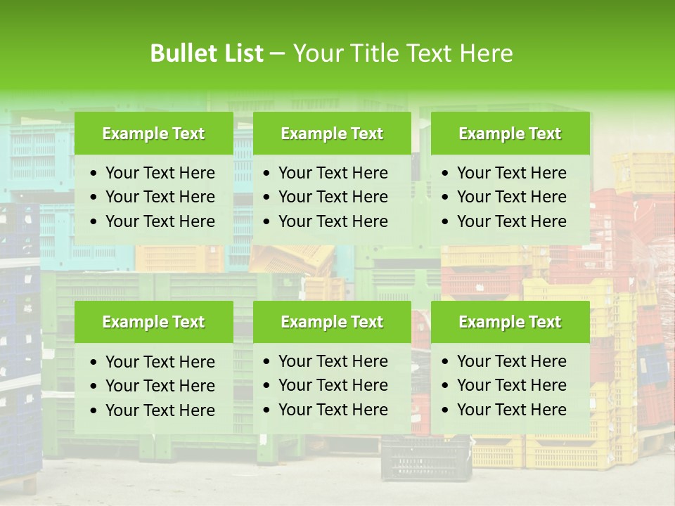 Coloured Stacks Of Fruits And Vegetable Crates In A Storehouse PowerPoint Template