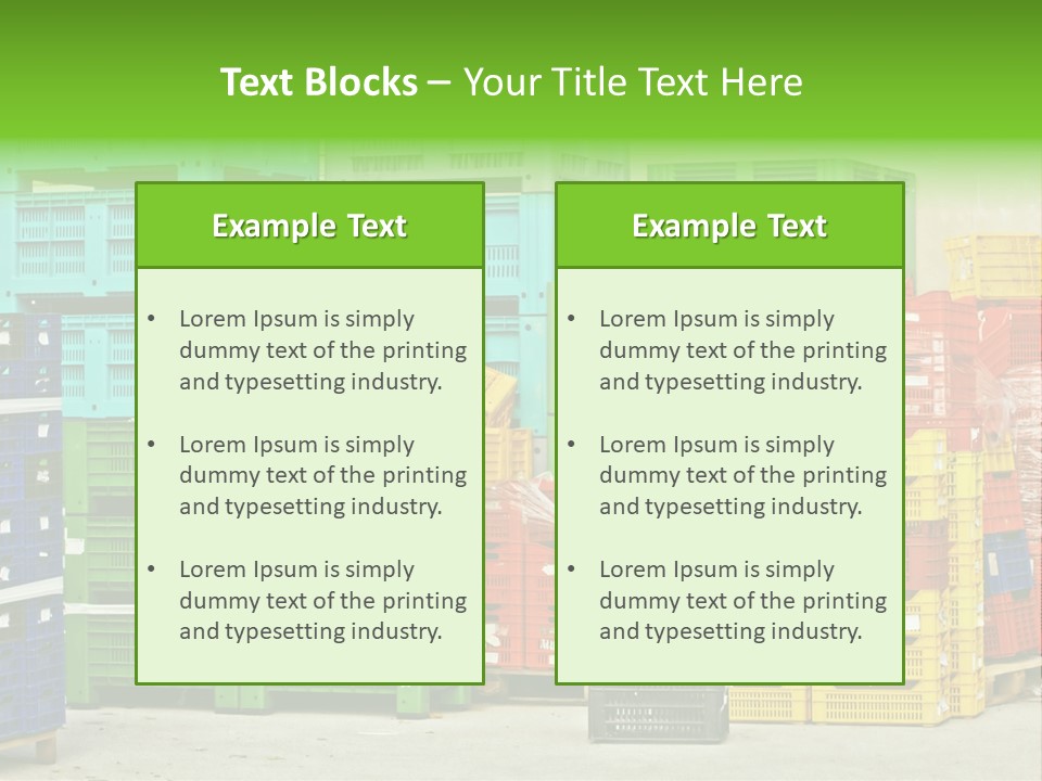 Coloured Stacks Of Fruits And Vegetable Crates In A Storehouse PowerPoint Template