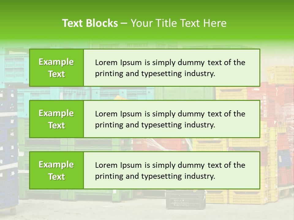 Coloured Stacks Of Fruits And Vegetable Crates In A Storehouse PowerPoint Template
