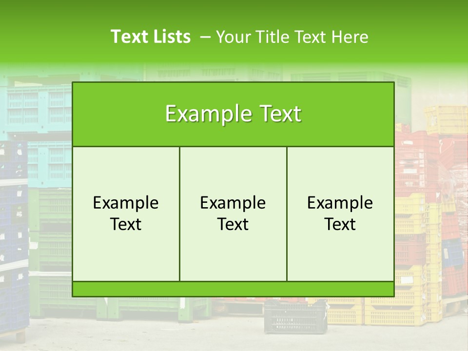 Coloured Stacks Of Fruits And Vegetable Crates In A Storehouse PowerPoint Template