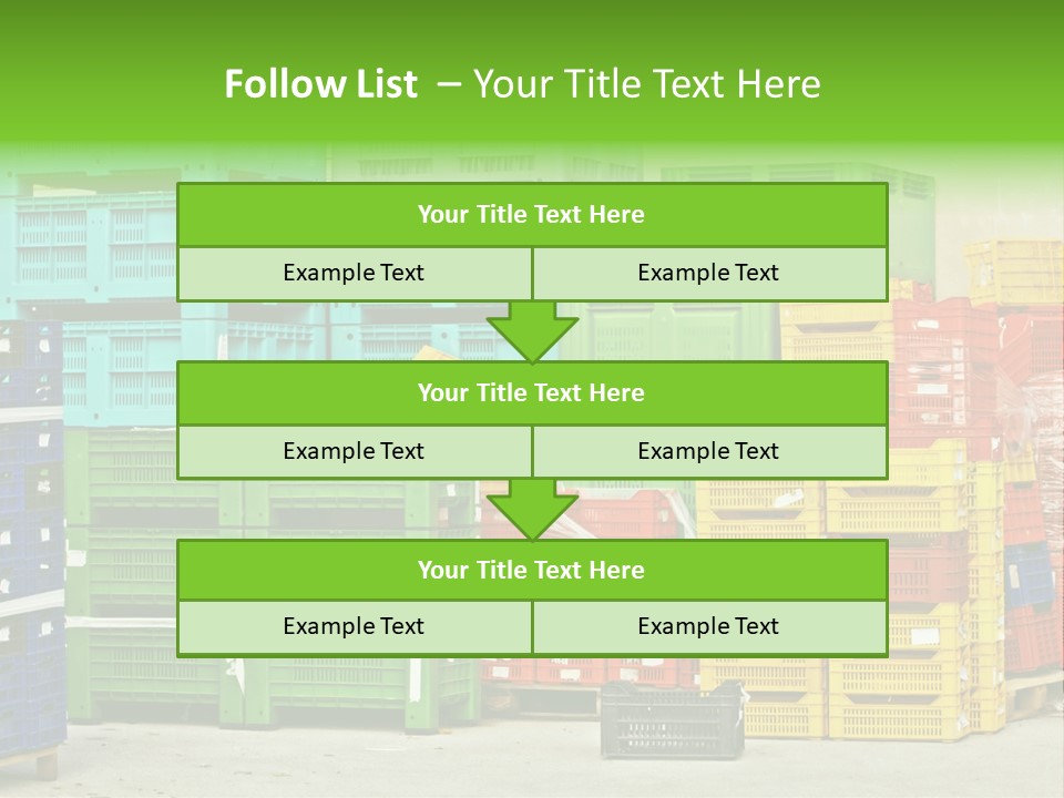Coloured Stacks Of Fruits And Vegetable Crates In A Storehouse PowerPoint Template